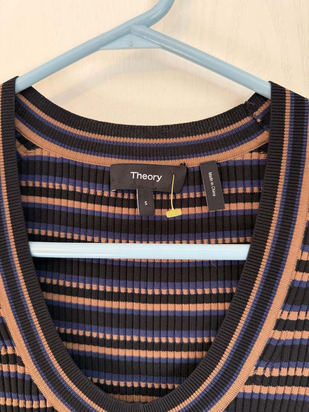 Theory Striped Scoop-Neck Knit Tank Top - Picture 3 of 7